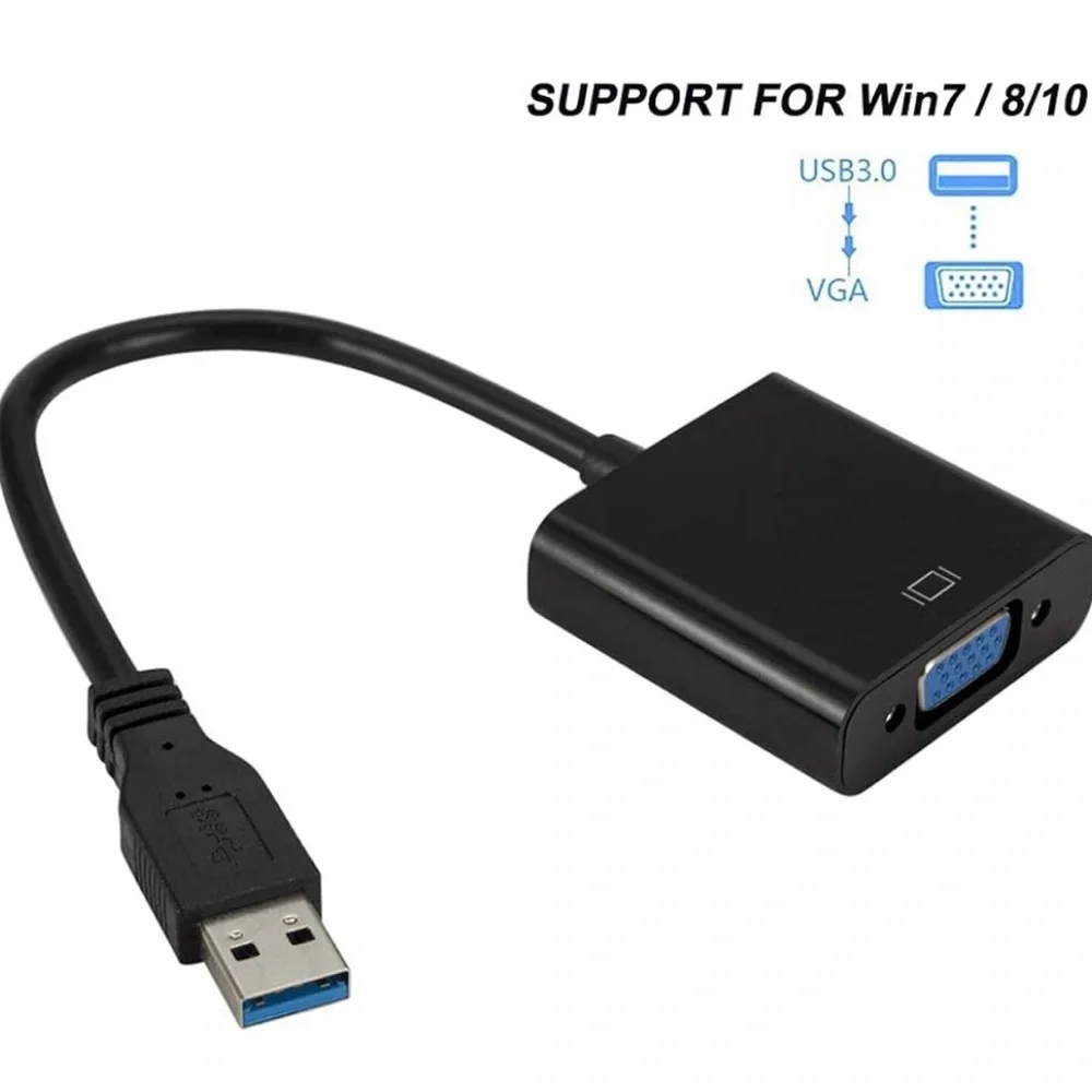 Portable USB 3.0 to 1080P VGA External Graphic Card Video Cable Converter Adapte